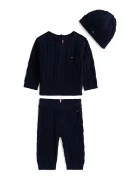 Tommy Hilfiger Бебешки комплект с памук (3 части) в тъмносиньо KN0KN02080