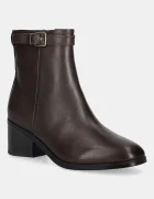 Tommy Hilfiger Кожени боти TH BUCKLE RIDING MID HEEL BOOTIE в кафяво с дебел ток FW0FW08859
