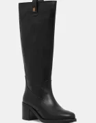 Tommy Hilfiger Кожени ботуши RIDING LTHR LONG BOOT BLOCK HEEL в черно с дебел ток FW0FW08777