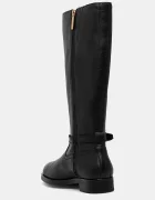 Tommy Hilfiger Кожени ботуши TH BUCKLE RIDING LTHR LONG BOOT в черно с равна подметка FW0FW08873