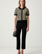 Tommy Hilfiger прав панталон дамски от памук с еластан черен с ниска талия WW0WW51745
