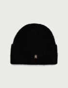 Tommy Hilfiger шапка beanie дамска от вълнена материя черна AW0AW19104