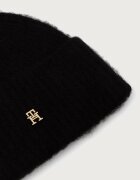 Tommy Hilfiger шапка beanie дамска от вълнена материя черна AW0AW19104