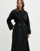 Tommy Hilfiger Шлифер в черно преходен модел с уголемена кройка WW0WW45632