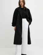 Tommy Hilfiger Шлифер в черно преходен модел с уголемена кройка WW0WW45632