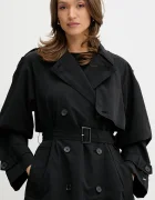 Tommy Hilfiger Шлифер в черно преходен модел с уголемена кройка WW0WW45632