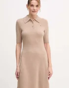 Tommy Hilfiger Вълнена рокля в бежово къса разкроена WW0WW46436