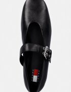 Tommy Jeans балеринки кожени TJW BALLERINA BUCKLE черни EN0EN03019