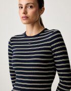 Tommy Jeans блуза с дълги ръкави дамска от памук с еластан тъмносиня DW0DW17387