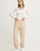 Tommy Jeans блуза с дълги ръкави дамска с памук бежова DW0DW17990