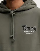Tommy Jeans Памучен суичър мъжки в зелено с качулка с принт DM0DM22086