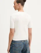 Tommy Jeans пуловер с къси ръкави дамски от памук бежов DW0DW19336
