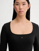 Tommy Jeans Рокля в черно среднодълга със стандартна кройка DW0DW21915