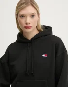 Tommy Jeans суичър с качулка дамски от памук черен DW0DW19414