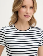 Tommy Jeans тениска basic дамска от памук с еластан сива DW0DW17383