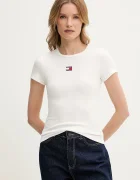Tommy Jeans тениска дамска от памук с еластан бяла DW0DW17881