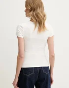 Tommy Jeans тениска дамска от памук с еластан бяла DW0DW17881
