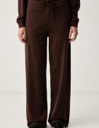 Trussardi спортен панталон дамски от вълна кафяв с висока талия P8136000035N