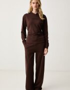 Trussardi спортен панталон дамски от вълна кафяв с висока талия P8136000035N