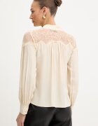 Twinset Риза дамска в бежово със стандартна кройка с класическа яка 261TP2591