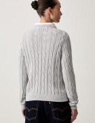 U.S. Polo Assn. пуловер дамски от памук V-NECK CABLE сив WUP0397