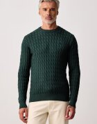 U.S. Polo Assn. пуловер мъжки от памук CLASSIC COTTON CABLE KNIT CREW зелен MUP5410