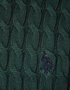 U.S. Polo Assn. пуловер мъжки от памук CLASSIC COTTON CABLE KNIT CREW зелен MUP5410