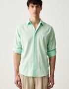 U.S. Polo Assn. сафари риза мъжка с лен LINEN BLEND LS зелена MUP3248