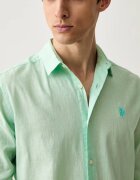 U.S. Polo Assn. сафари риза мъжка с лен LINEN BLEND LS зелена MUP3248