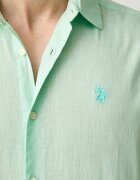 U.S. Polo Assn. сафари риза мъжка с лен LINEN BLEND LS зелена MUP3248