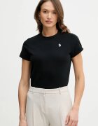 U.S. Polo Assn. тениска дамска от памук CREW NECK черна WUP0634