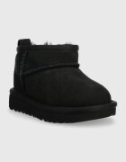 Ugg апески за деца от велур CLASSIC ULTRA MINI черни 1130750T