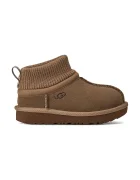 Ugg апрески зимни обувки за деца от велур CLASSIC ULTRA STRETCH CUFF кафяви 1157702T