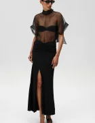 Undress code Копринено боди Pirouette Bodysuit в черно с изчистен дизайн 1122