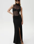 Undress code Пола Eclipse Skirt в черно дълга разкроена 889