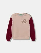 United Colors of Benetton Детски памучен суичър в розово с десен 3J68C10Q0