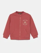 United Colors of Benetton Детски памучен суичър в розово с десен 3J70G503N