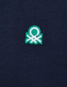 United Colors of Benetton Памучна тениска в тъмносиньо с изчистен дизайн