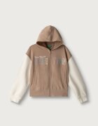 United Colors of Benetton суичър с цип и качулка за деца от памук бежов 3J68C506D