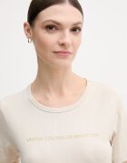 United Colors of Benetton тениска дамска от памук бежова 3GA8E16A2