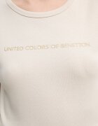 United Colors of Benetton тениска дамска от памук бежова 3GA8E16A2