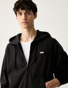 Vans суичър с цип и качулка мъжки от памук Left Chest Full Zip черен VN0010GGBLK1