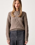 Weekend Max Mara пуловер дамски от вълна WKDALBEN кафяв 2625366132600