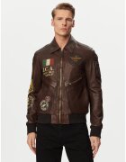 Aeronautica Militare Мъжко яке - естествена кожа - кафяво - цип
