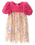 Agatha Ruiz de la Prada Комби рокля с бухнали ръкави - Фуксия/Синапено жълто