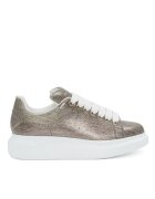 Alexander McQueen Златисти кожени маратонки с метален ефект - Бял/Златист