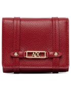 Armani Exchange дамско портмоне от еко кожа с закопчаване с копчета тик-так и метална емблема AX - червено