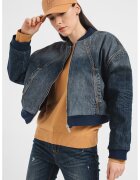Armani Exchange Дънково яке бомбър с лого и паднали ръкави