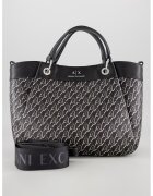 Armani Exchange Шопинг чанта от еко кожа с лого - Черен/Бледозелен