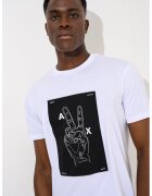 Armani Exchange Стандартна тениска с фигурален принт - Бял/Черен